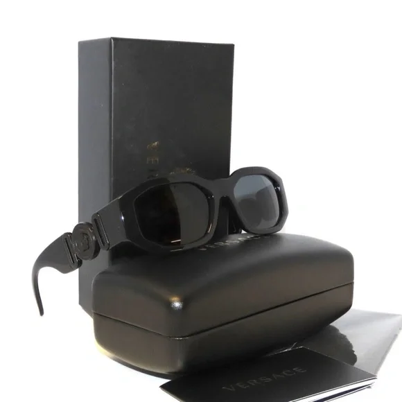 Versace 4361 536087 Black Dark Gray Sunglasses Unisex display picture 1